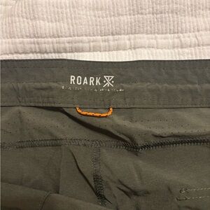 Roark Dark Olive Shorts with Orange Stitch
